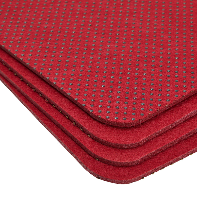 Felt Table Placemats Set of 8 for Dining Table and Kitchen Decor with Drink Coasters and Cutlery Pouches (Dark Red, 24 Pieces)