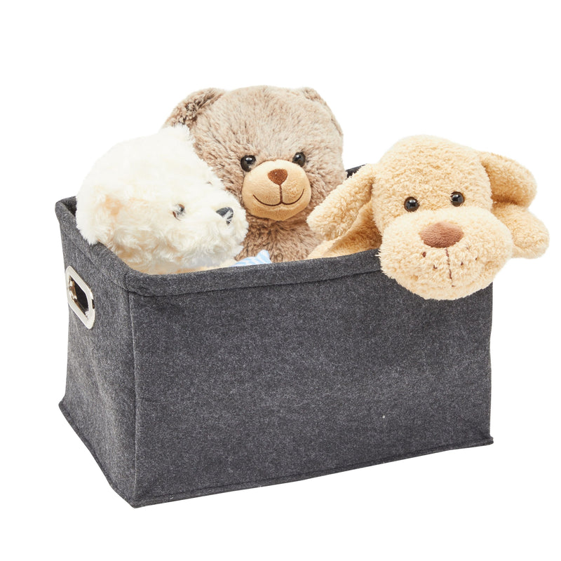 Collapsible Felt Storage Baskets 4 Pack, Foldable Organizer Bin with Handles 13.9 x 9.8 x 8.2 In, Grey
