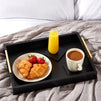 Black Serving Tray for Coffee Table, 16x12" with Coasters, Decorative Interchangeable Gold and Silver Handles