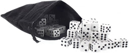 Juvale Bulk Dice - 100 Piece Set - 16mm Dice with Dice Bag - Black & White Traditional Dice for Casinos, Board Games, Dice Games - 5/8- Inches