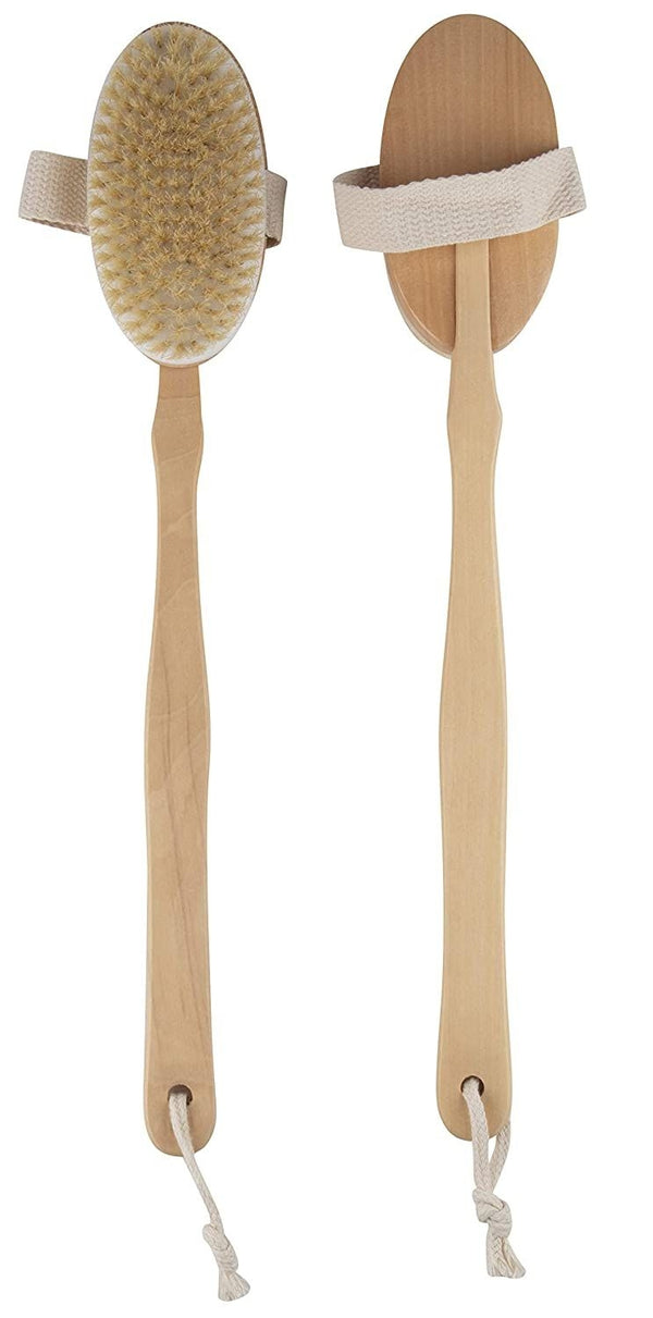 Juvale 2-Pack Detachable Shower Brush for body - Long Handle Back Brush for Showering and Dry Brushing, 16.9 Inches