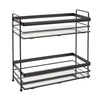 Matte Black 2-Tier Mirrored Tray for Vanity, Bathroom Countertop, Perfume Organizer (12 x 5.7 x 11 In)