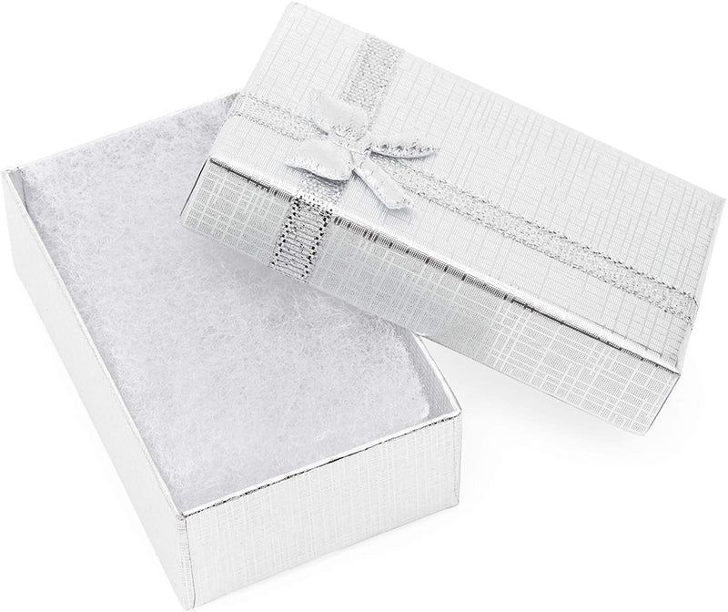 Jewelry Display Gift Boxes for Weddings & Anniversaries (2 x 3.2 in, Silver, Paper, 24 Pack)