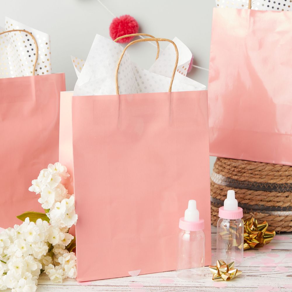 25-Pack Pink Gift Bags with Handles, 8x4x10-Inch Medium-Sized Kraft Paper  Party Favor Goodie Bags for Weddings, Bridal Showers, and Baby Showers,  Boutique Merchandise Bags for Small Businesses - Walmart.com