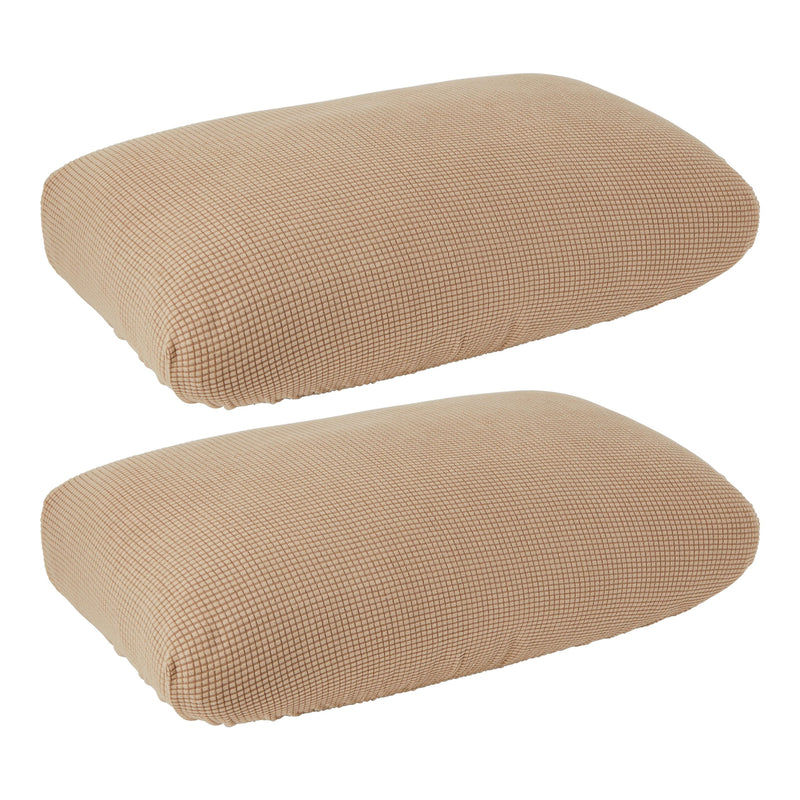 2 Pack Stretch Outdoor Cushion Covers for Patio Furniture and Sofas, Reversible (Medium, Sand Beige)