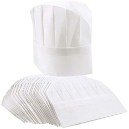 24 Pack Paper Chef Hats for Kids and Adults Disposable Chef Toques Culinary Cooking Safety, (20-22 in)