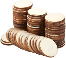 Juvale Wooden Cutouts for Crafts, Wood Circles, 0.1 Inch Thick (1 in, 60 Pieces)