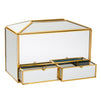 Mirrored Gold Tissue Box Cover with 2 Drawer Compartments, Rectangular Decorative Tissue Box Holder for Bathroom (9.3 x 5 x 6.3 In)