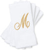 Monogrammed Fingertip Towels, Embroidered Letter M (11 x 18 in, White, Set of 4)