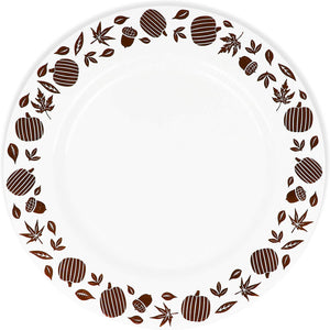 Thanksgiving White Plastic Plates for Fall Party (10.25 In, 24 Pack)