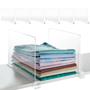 6 Pack Clear Shelf Dividers for Closet Organization, Clothes Dividers for Shelves (8.25 x 11 In)