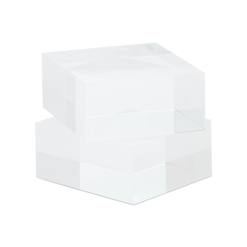 Clear Acrylic Blocks, Small Pedestal Riser for Display Stands (1x2x2 In, 2 Pack)