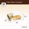 50 Pack Clear Disposable Food Containers with Hinged Lids, 9x6x4 Inch Plastic Take Out Boxes