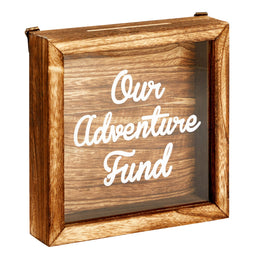 Our Adventure Fund, Vacation Shadow Box for Weddings, Honeymoon Savings Piggy Bank for Adults (7 x 7 Inches)