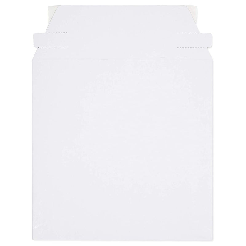 100 Pack 6x6 Rigid Mailers - 450 GSM Thick and Sturdy - Self Sealing Stay Flat Cardboard Envelopes for Mailing CDs, DVDs (White)