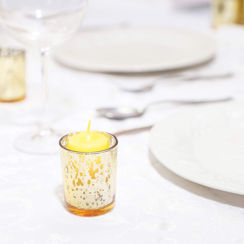 Juvale Mercury Glass Votive Candle Holders (2.2 x 2.2 x 2.6 in, Gold, 24 Pack)