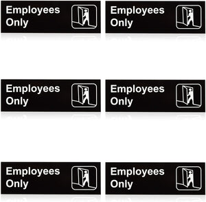 6 Pack Employees Only Aluminum Durable Sign 9" x 3" for Business Office Restaurant