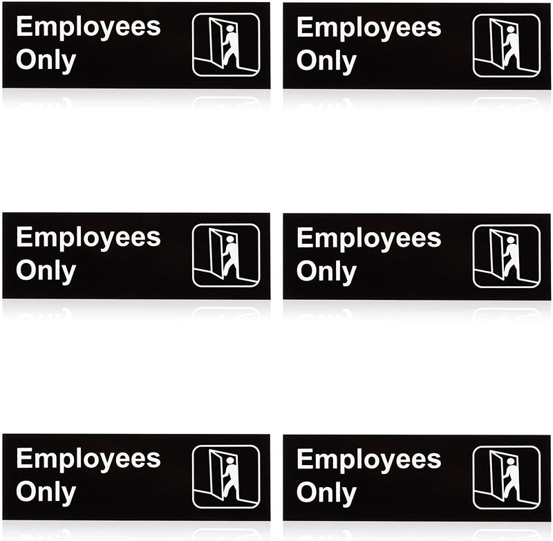 6 Pack Employees Only Aluminum Durable Sign 9" x 3" for Business Office Restaurant