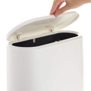 Juvale 10L / 2.6 Gallon Small Bathroom Trash Can with Lid - Narrow Bin for Kitchen (White)