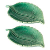 2-Pack Small Green Leaf-Shaped Trinket Tray, 5.3x3.6x0.8-Inch Ceramic Jewelry Dish