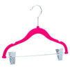 24 Pack Hot Pink Velvet Hangers with Clips for Kids, Baby Nursery, Children's Closet, Dresses, Shirts, Pants, Skirts, Ultra Thin, Nonslip, Space-Saving (12 Inches)