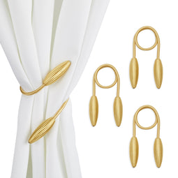 2 Pairs 21-Inch Rope Curtain Tiebacks, Polyester Holdbacks for Drapes with Shape-Keeping Metal Core for Living Room, Kitchen, Dining Room, Bedroom, and Bathroom (Gold)