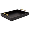 Black Serving Tray for Coffee Table, 16x12" with Coasters, Decorative Interchangeable Gold and Silver Handles