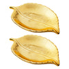 2-Pack Small Gold Leaf-Shaped Trinket Tray, 5.3x3.6x0.8-Inch Ceramic Jewelry Dish