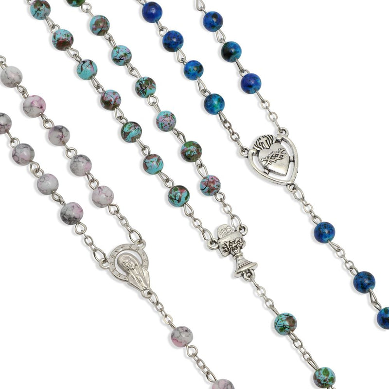 Catholic Rosary for Men and Women, 6 Bead Colors, Assorted Pendants (12 Pack)