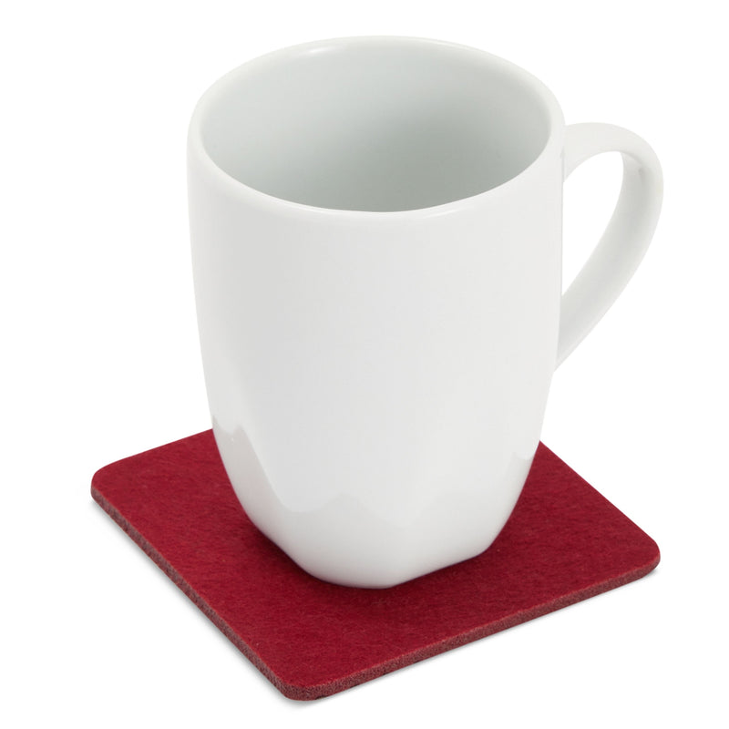 Felt Table Placemats Set of 8 for Dining Table and Kitchen Decor with Drink Coasters and Cutlery Pouches (Dark Red, 24 Pieces)