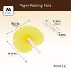 24 Pack Yellow Round Folding Handheld Paper Fans for Birthday Wedding Party Favor