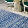 Plastic Straw Mat for Beach, Patio, Camping, Striped White and Blue Rug (5 x 7 Feet)