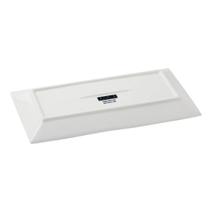 White Ceramic Serving Platter Trays, Set of 4 Rectangular Appetizer Plates (9.5 Inches)