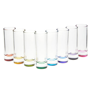 24 Pack 2 oz Colorful Shot Glasses Bulk Set for Tequila, Whiskey, Vodka, Liqueurs, 8 Rainbow Colors