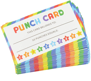 120 Count Punch Cards for Classroom, 3.5 x 2 inch Rainbow Theme Incentive Loyalty Rewards Card for Kids Behavior, Students, Business, Teachers, Awards for Teaching Reinforcement, Encouragement