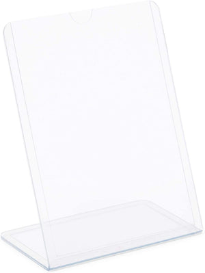 Clear Slant Back Plastic Sign Holder, Vertical Display Stand (5 x 7 in, 6 Pack)