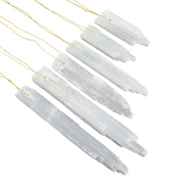 6 Pieces Selenite Sticks with String, Crystal Wands in 3 Sizes for Decoration (2.3 In, 4 In, 6 In)