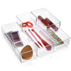 6 Piece Set Clear Plastic Drawer Organizers for Desk, Office, Acrylic Storage Containers in 3 Assorted Sizes