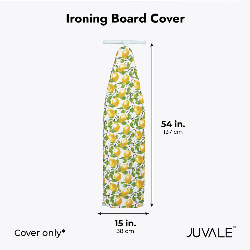 Ironing Board Cover and Pad 15x54 Standard Size Ironing Board Cover with Elastic Edge for Snug and Secure Fit, Thick and Durable Material (Yellow and Green Lemon Print Design)