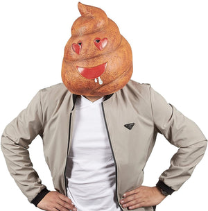 Poop Emoji Head Mask - Poop Mask for Halloween Costume, Photo Booth Prop, Heart Eyes Brown