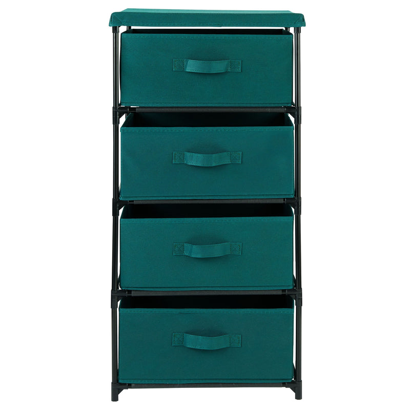 Green 4-Drawer Dresser, Fabric Clothes Storage Stand for Bedroom, Nursery, Closet Organizer Unit (17 x 13 In)