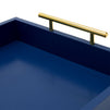 Blue Serving Tray for Coffee Table, 16x12" with Coasters, Decorative Interchangeable Gold and Silver Handles