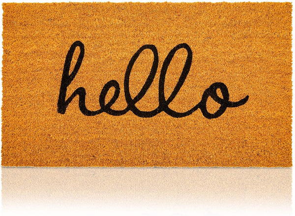 Hello Coco Coir Doormat for Patio, Natural Fall Welcome Mat for Front Door (17 x 30 In)