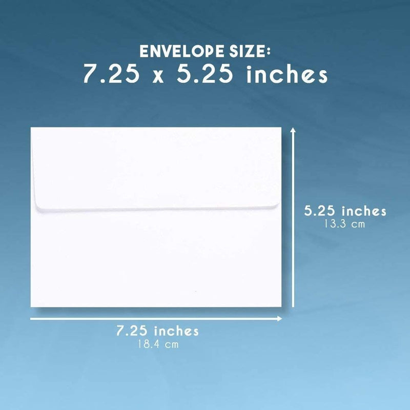 50-Piece 230gsm Half Fold Blank Greeting Card Paper with Envelopes, 7 x 5 in Folded