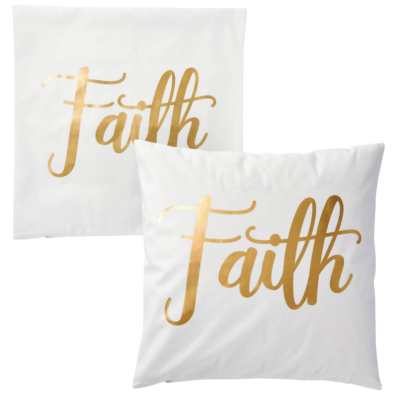 4 Pack Decorative Pillow Covers 20x20, Faith, Love, Blessed Pillow Cover Set (4 Designs, Gold Colored)