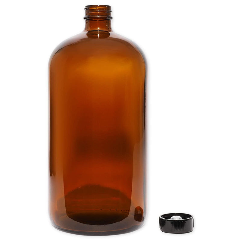 Boston Round Bottles with Caps, Kombucha and Drink Growler (32-oz, Amber, 4-Pack)