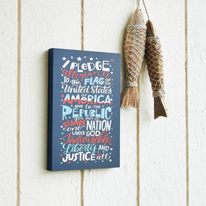 Juvale Patriotic Pledge of Allegiance Box Sign for Home Wall Decor (9 x 14 Inches)