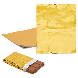 Gold Foil Candy Wrappers for Chocolate Bars (6 x 7.5 In, 100 Sheets)