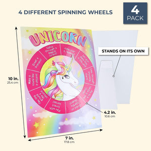 Juvale Kids Spinning Wheel Activity Party Game Board (4 Pack) 4 Designs
