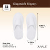 12 Pairs Disposable Non-Slip Closed Toe Slippers for Hotels and Spas, Womens US Size 12, Mens Size 11 (White)